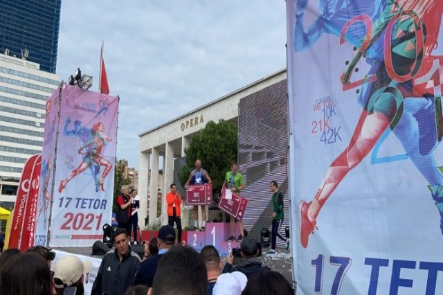 Marathon day in Tirana, athletes run the 42k, half marathon, 10k and We Too course